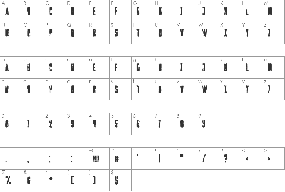 Faltura Alien font character map preview