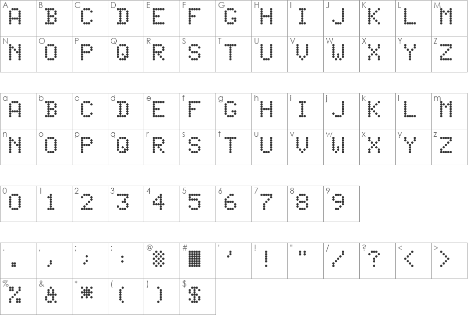 Familiada font character map preview