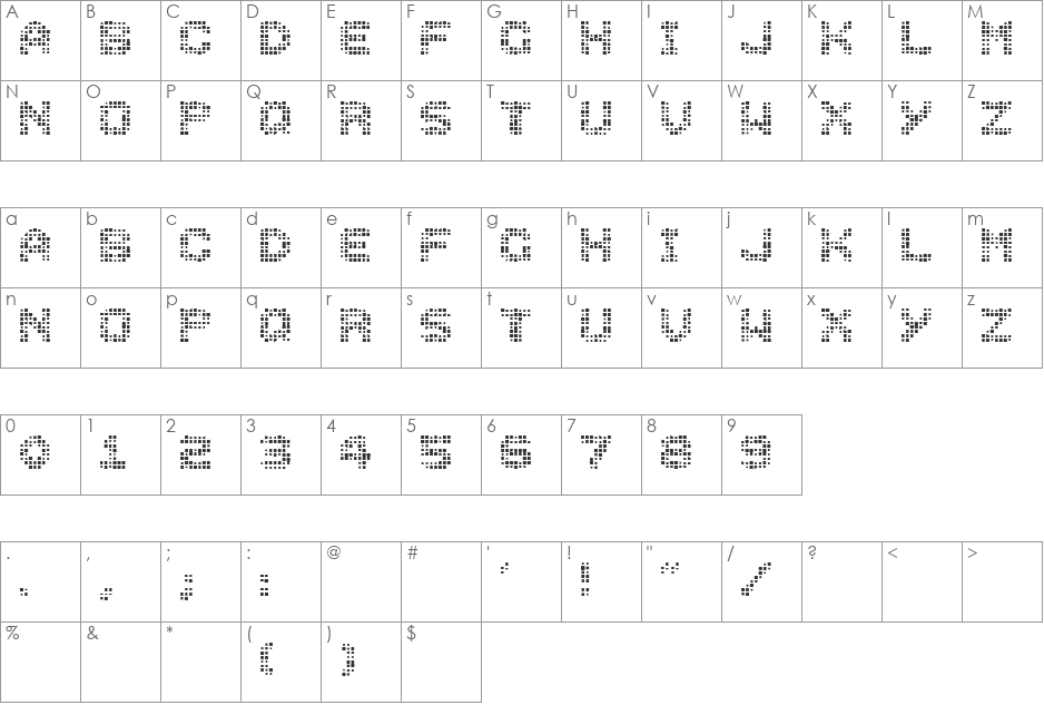 Family font character map preview