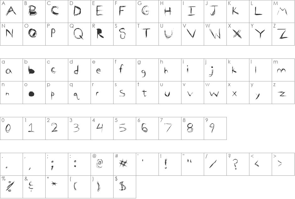 Family Bonding font character map preview