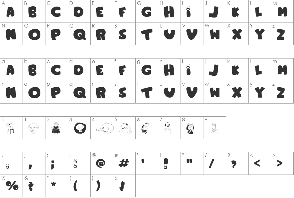 Family Guy font character map preview