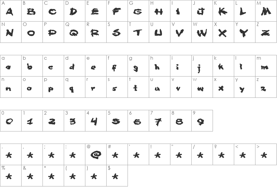 Famous fromage font character map preview