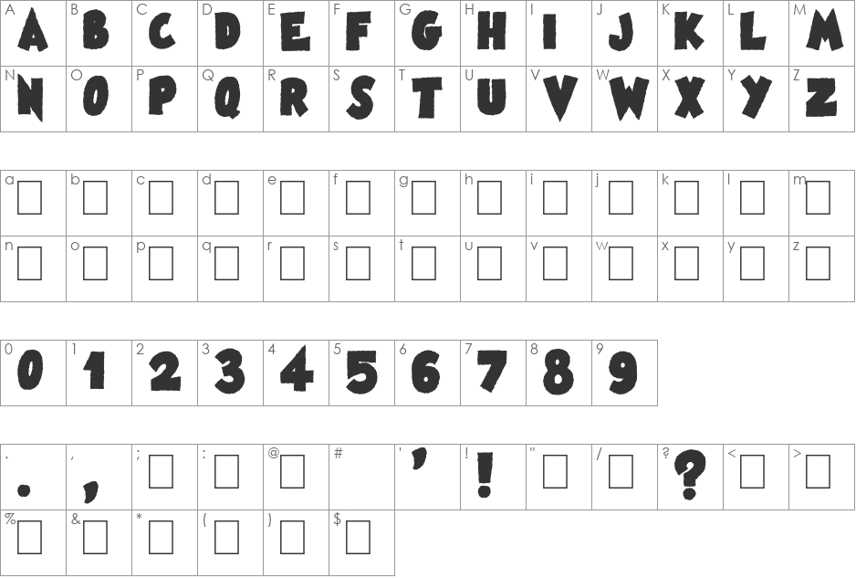 Famous Oldies font character map preview