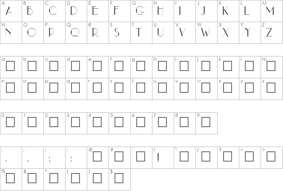 FanciSide Caps font character map preview