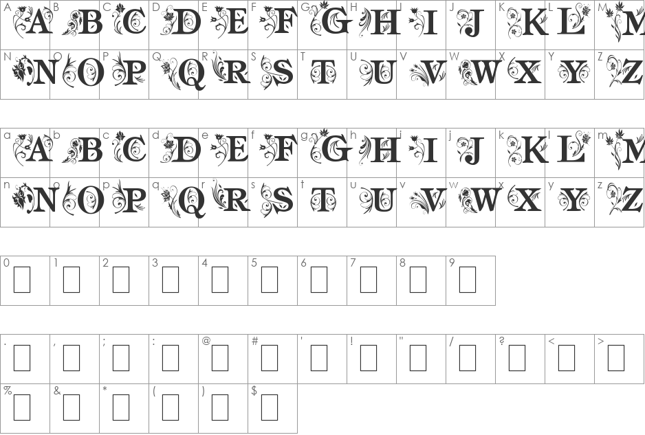am_intex font character map preview