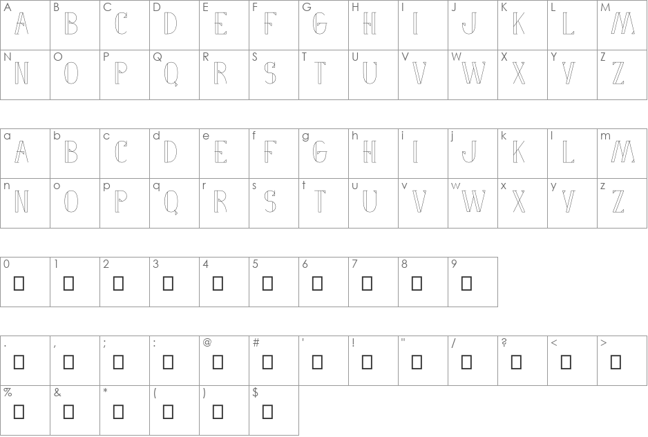 Fancy Me font character map preview
