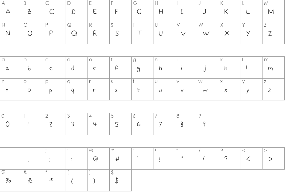 Fancy Not font character map preview