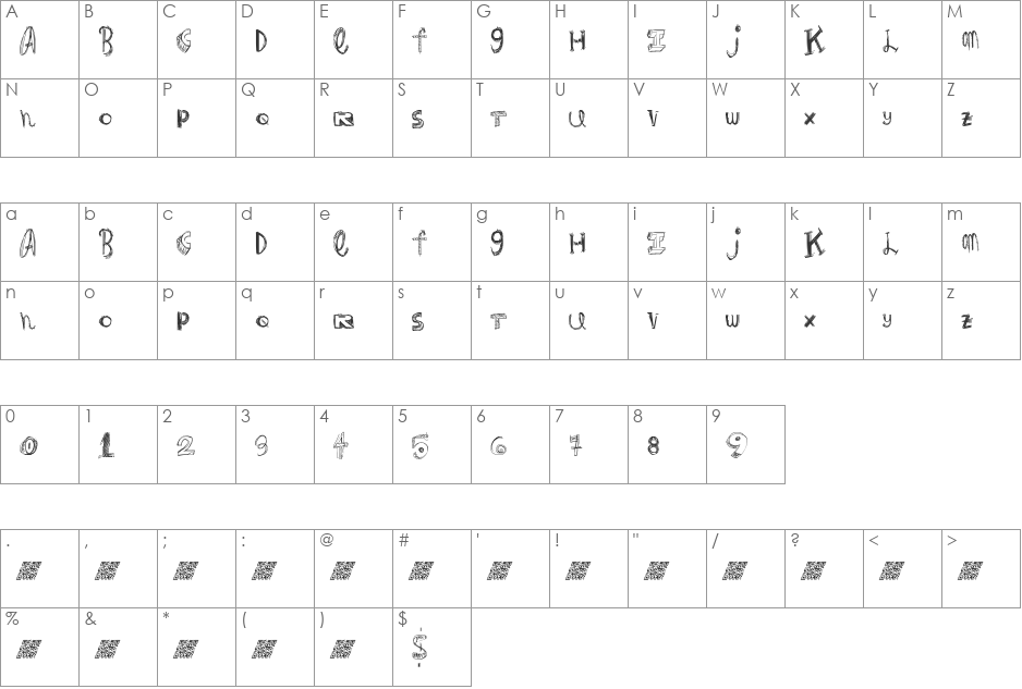 FancyAnimal font character map preview