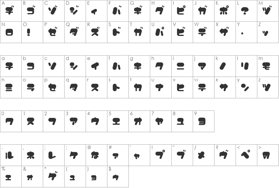 FancyBalloons font character map preview