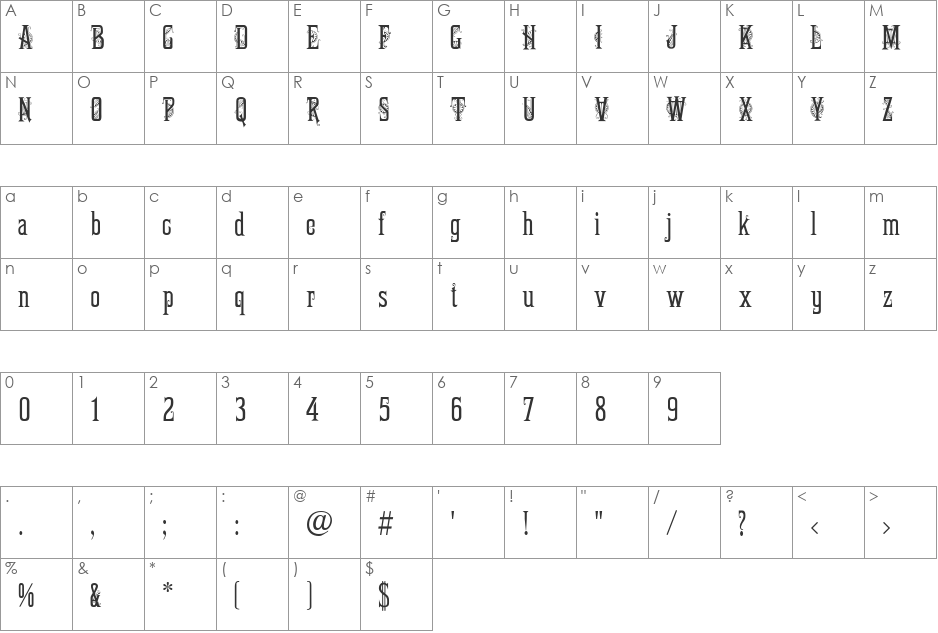 FancyCeltic font character map preview