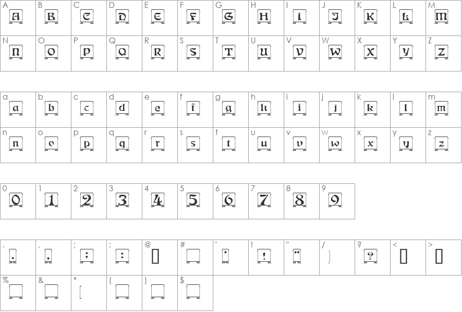 Fanfold font character map preview