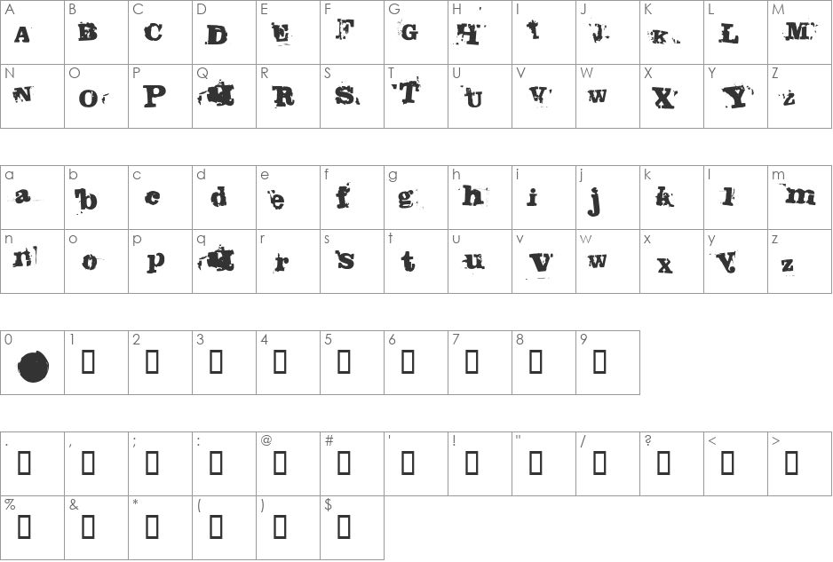 Fango font character map preview