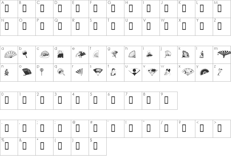 Fans font character map preview