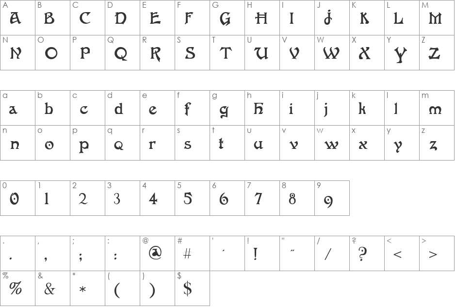 FantaisieArtistique font character map preview
