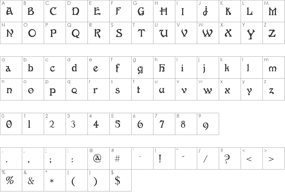 FantaisieArtistique font character map preview