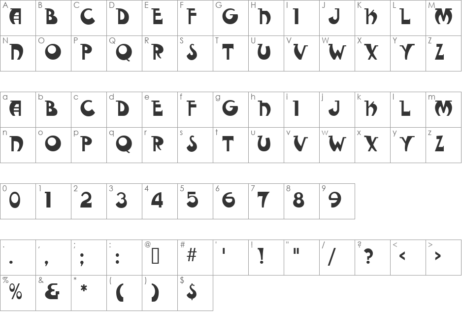 FantasticMF font character map preview