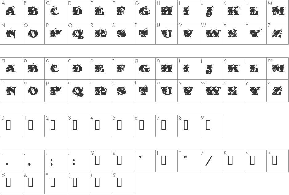 FantasticMF font character map preview