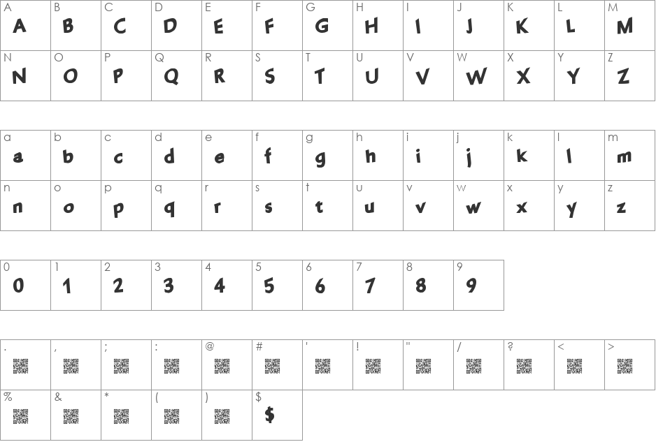 FantasticParty font character map preview