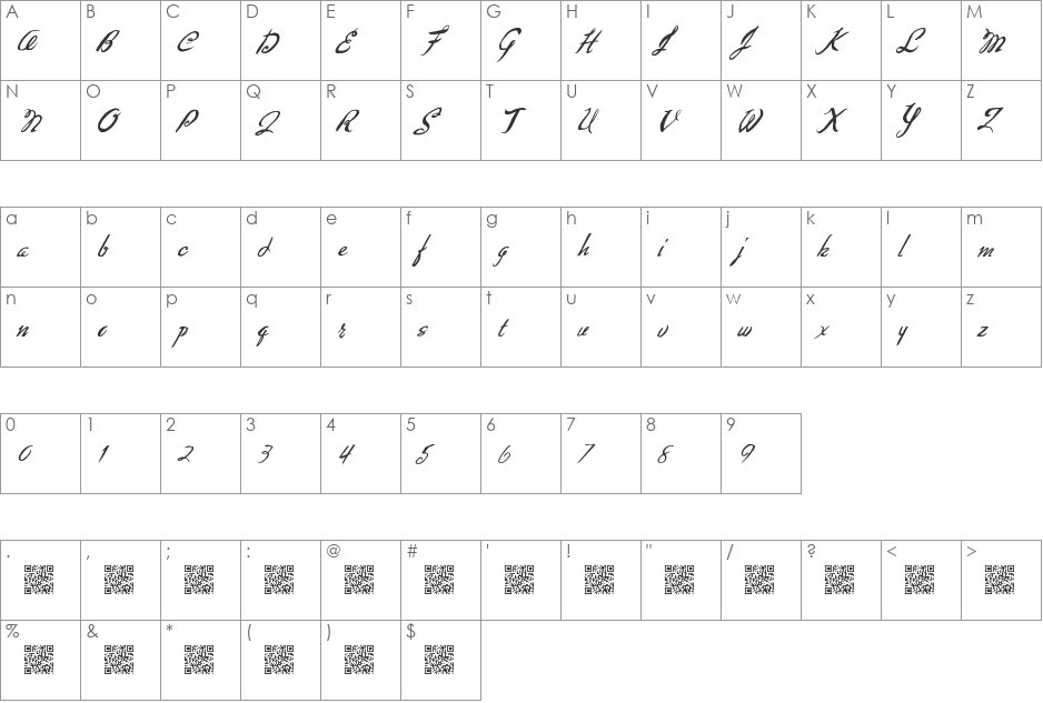 FantasticSeasons font character map preview