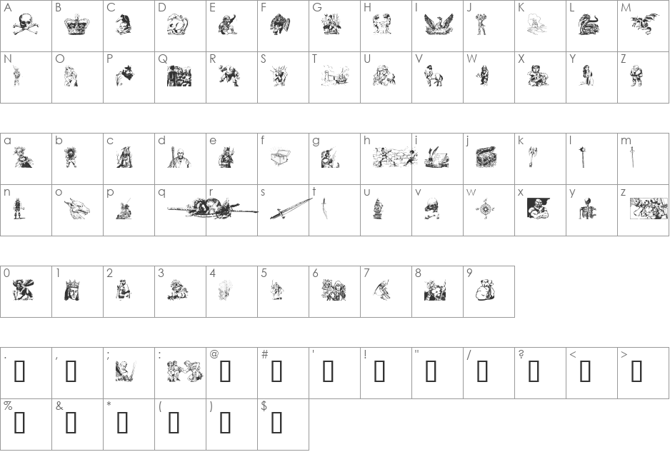 Fantasy Clipart font character map preview
