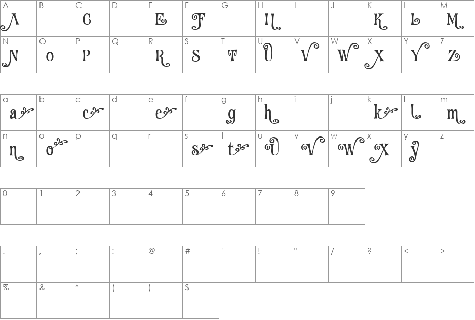 Fantini Alt Two font character map preview