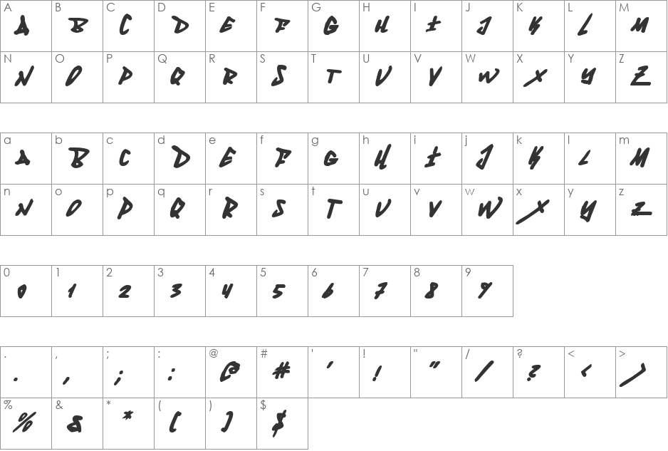 Fantom Bold Italic font character map preview