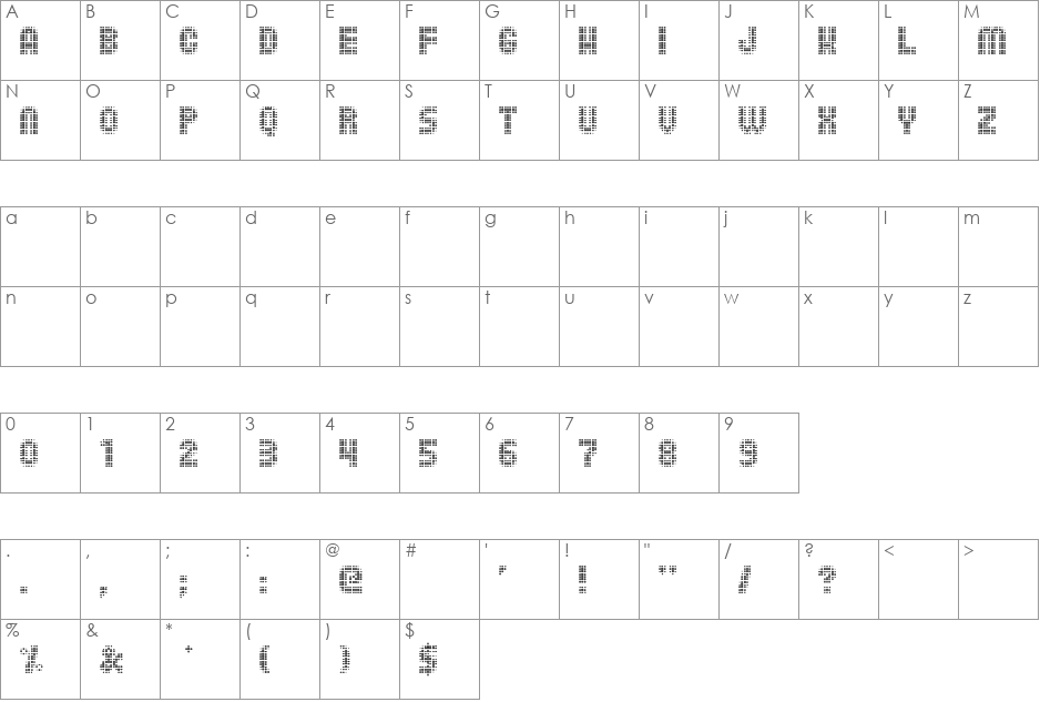 Far Spot font character map preview