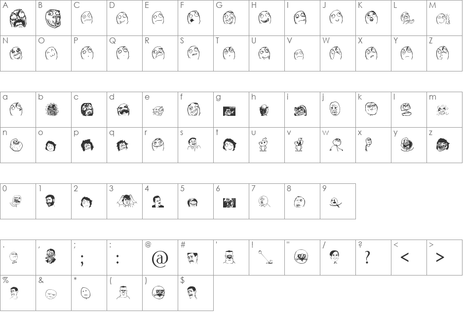 Far.Chehre font character map preview