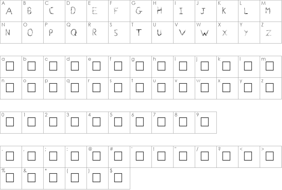 Faraday font character map preview