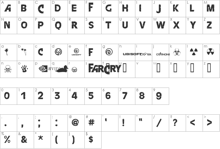 FarCry font character map preview