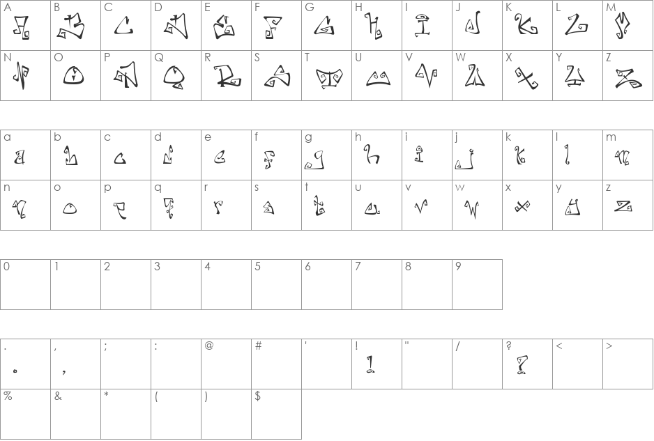Farewell Eternity font character map preview