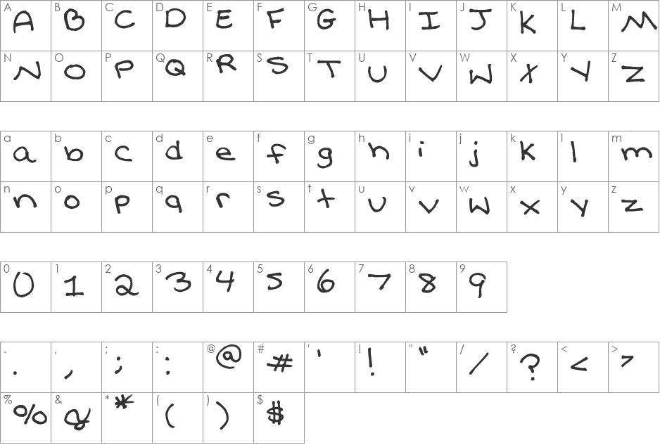 Farewell My Black Balloon font character map preview