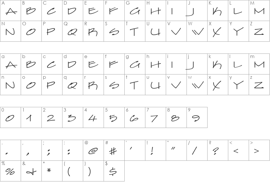 FarfelICG font character map preview