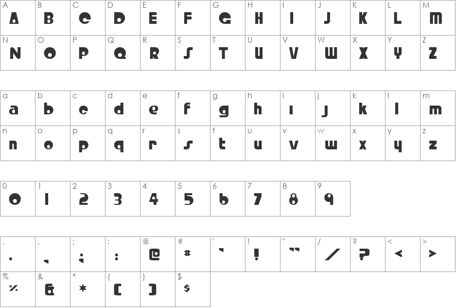 Fariene O Deir font character map preview