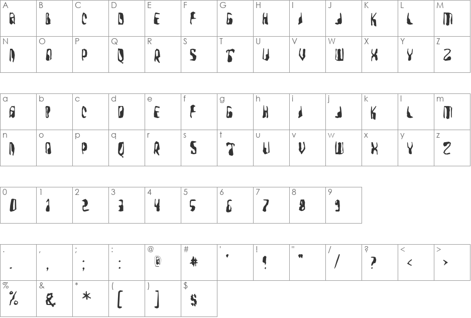 FarmersWrite font character map preview