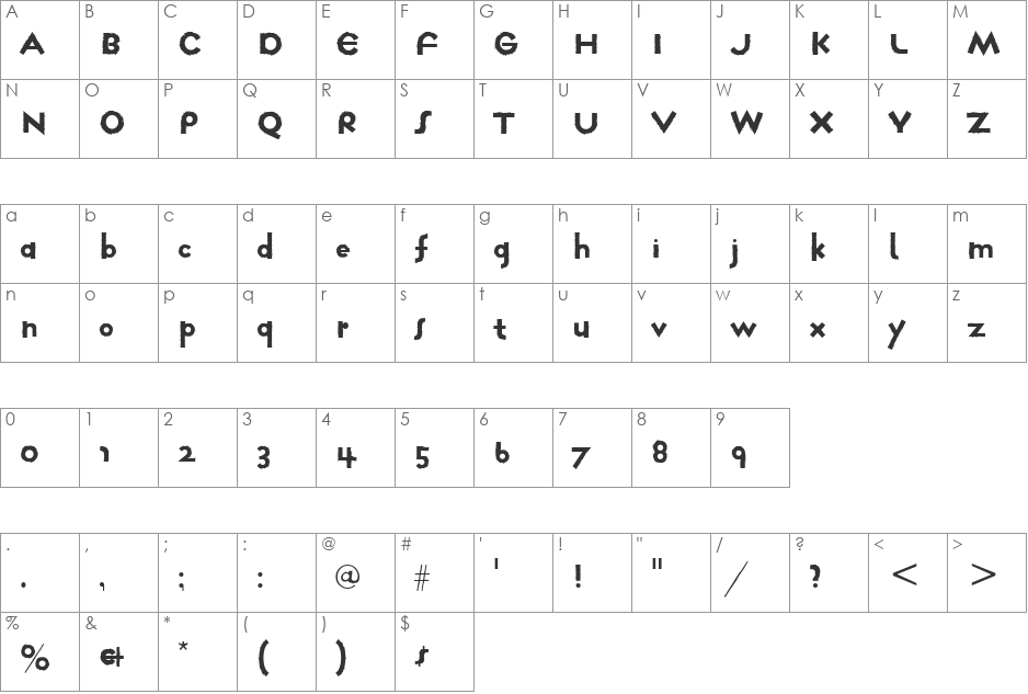 Farmhaus Normal ITC TT font character map preview