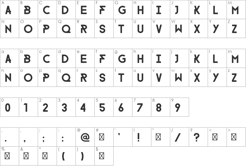 FARRAY font character map preview