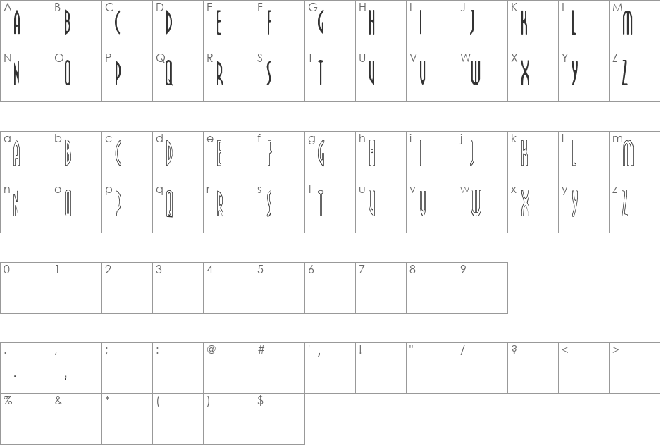 FARSCAPE font character map preview