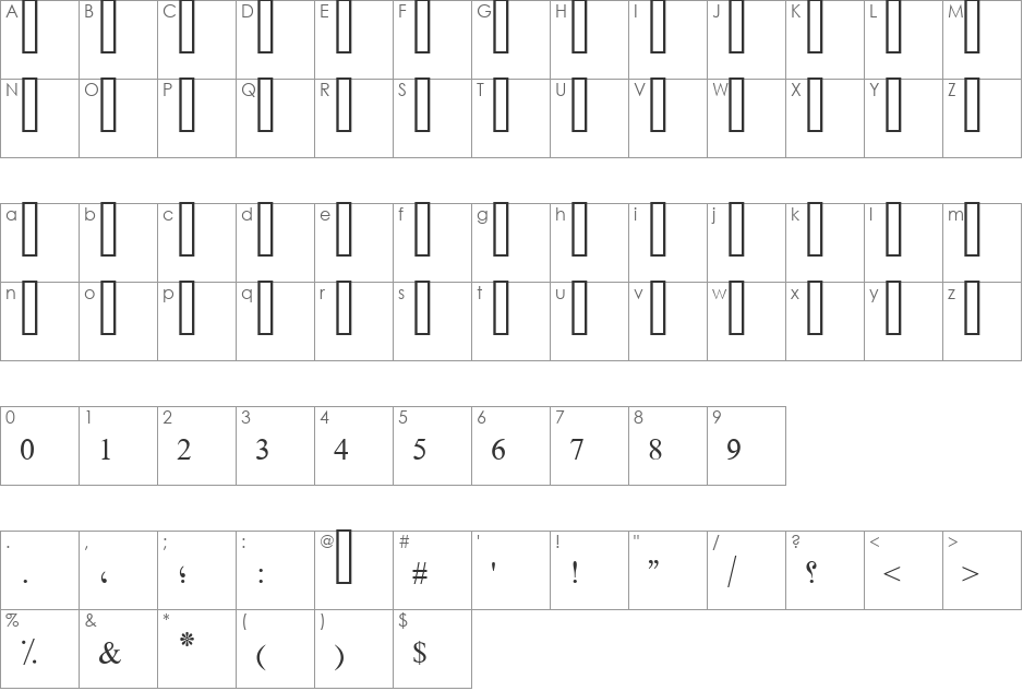 Farsi Simple Bold font character map preview