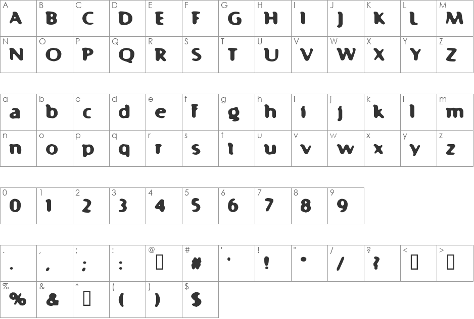 Fast 99 font character map preview
