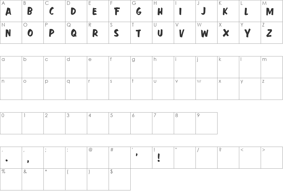 Fast Action font character map preview