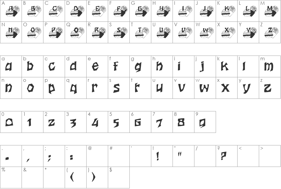 Fast Food font character map preview