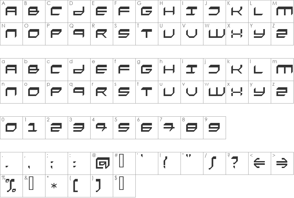 Fasto font character map preview