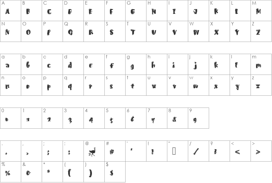 FastOstrich font character map preview