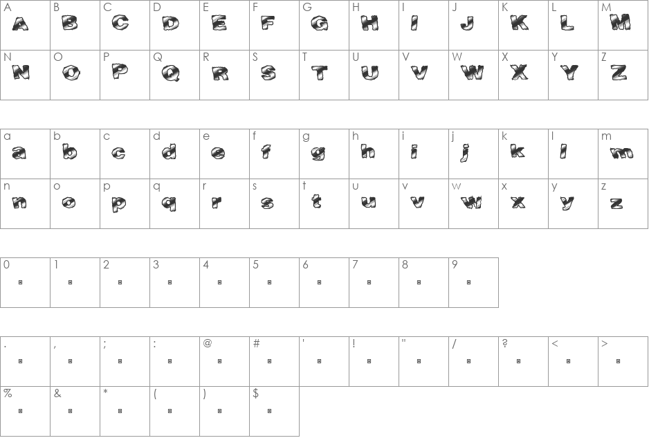 FastTime font character map preview