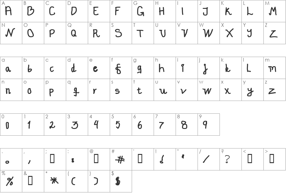 fasty font character map preview