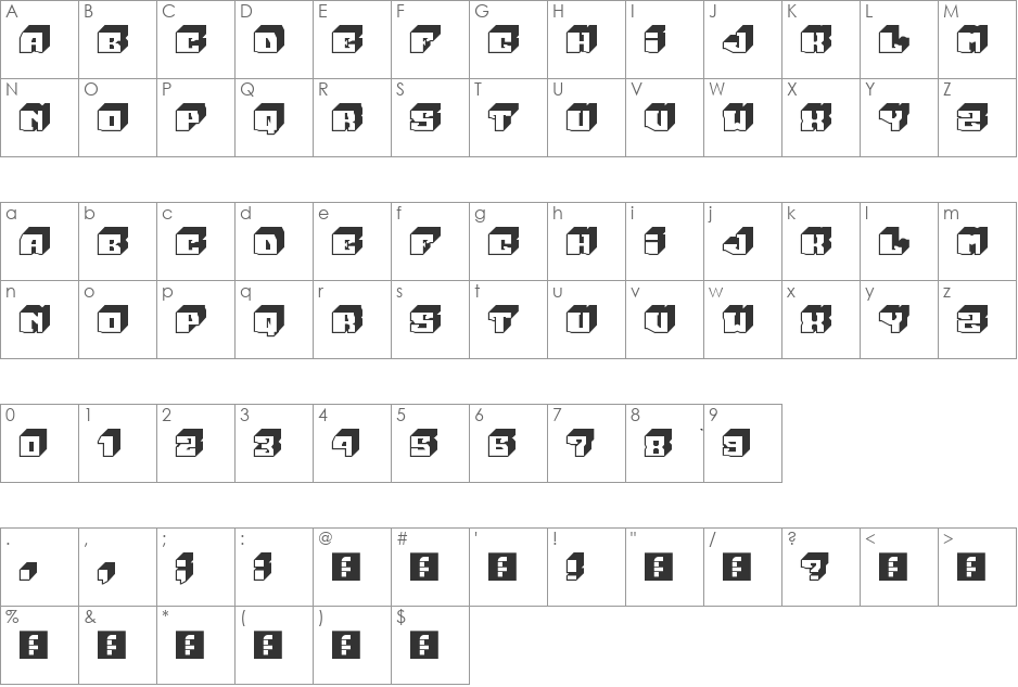 Fat Block font character map preview