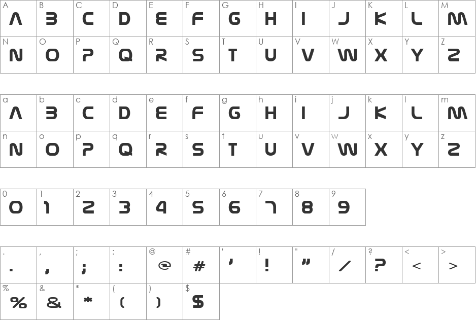 Fat Boy font character map preview
