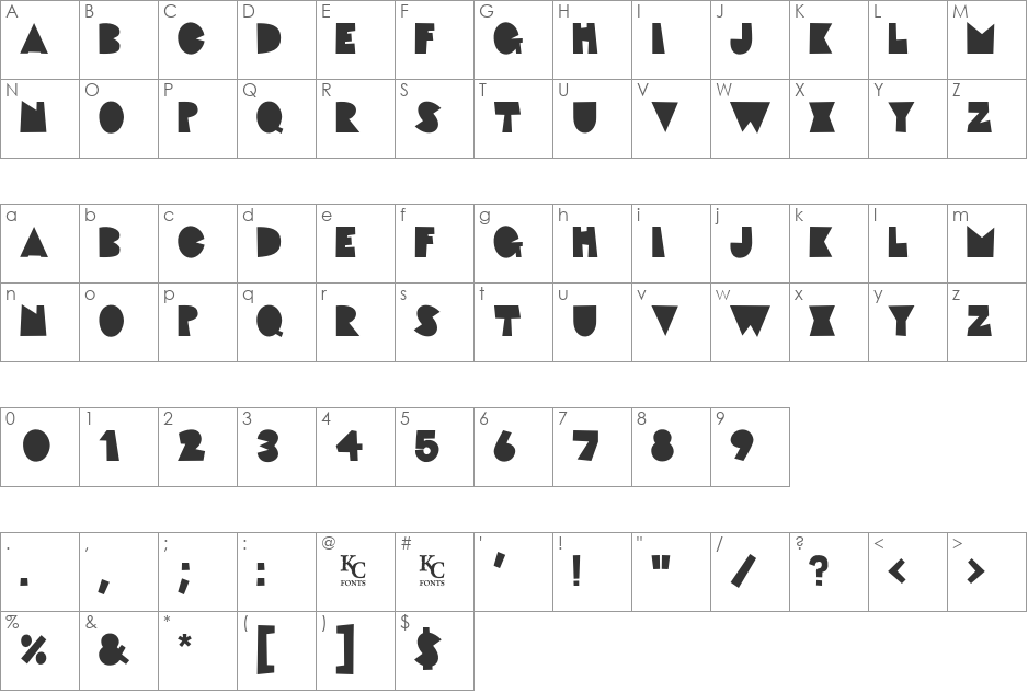 Fat Cat font character map preview