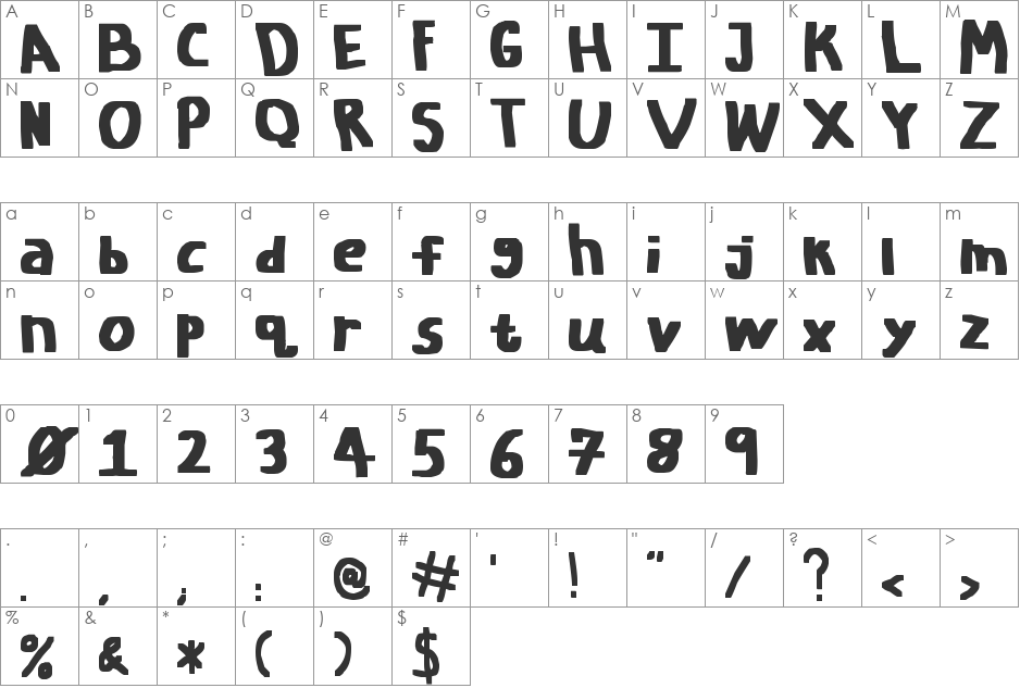 Fat Chicken font character map preview